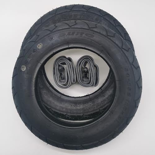 Duro 2X Reifen 10 Zoll + AV-Schlauch gerade | 10 x 2 | ETRTO 54-152 | Schwarz Decke Mantel Schläuche Kinderwagen Fahrrad Buggy Roller Dreirad Autoventil Schrader