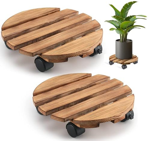 Support à roulettes pour pot de fleurs - Avec roulettes - Support rond pour plantes - Avec roulettes - Pour l'extérieur