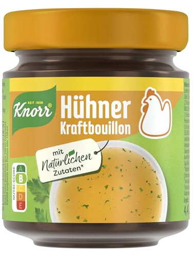 Knorr Hühner Kraftbouillon im Glas Hühnerbrühe mit kräftigem Geschmack und mit natürlichen Zutaten 4,4 Liter