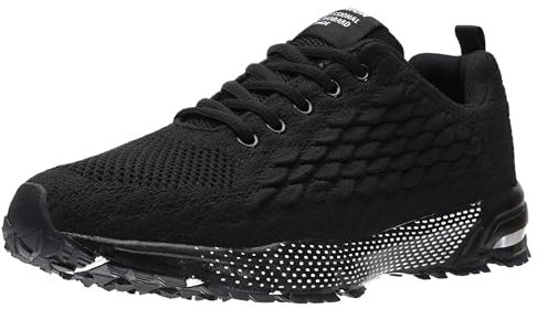 ASHION Turnschuhe Herren Sneaker Laufschuhe Sportschuhe Atmungsaktiv Sneaker Leichte Straßenlaufschuhe,C Schwarz,43 EU