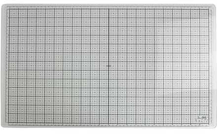 Tim Holtz Studio Glass Media Mat - 1912e | 2024 Edition | Bright White | 14.25” x 23.75” Craft Mat | Tempered Glass with Imperial & Metric Measurements