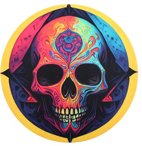 Turntable Platter Mat Felt Skull Pattern 12 Inches Anti-Static Slip Mat Reduces Vibrations and Improved Sound Clarity for LP Turntable Record Player