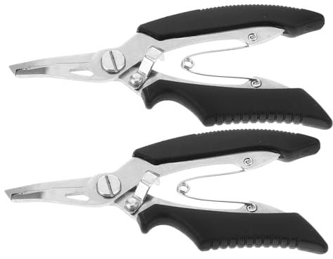 BESPORTBLE Ensemble De 2 Pinces De Pêche en Acier Inoxydable Ciseaux Outil De Sertissage Coupe-Fil pour La Pêche À La Ligne