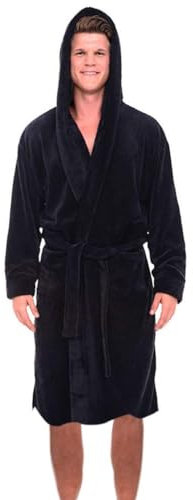 Winter Dressing Gown Men Dressing Gowns for Men | Super Soft Snuggle Winter Dressing Gown in Grey Navy Black | Men's Warm and Cozy Fleece Nightwear Robe | Gifts for Him