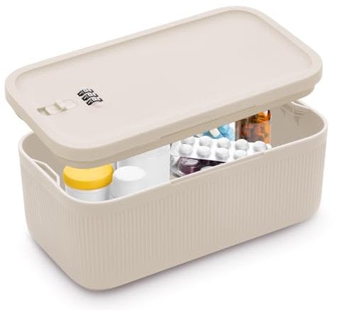 Small Lockable Storage Box with Combination Code - Secure Medicine Safe, Phone Jail, and Snack Box for Home, Fridge, Office, or Travel - BPA-Free, Portable Design (23.5 x 12.8 x 9.2cm)