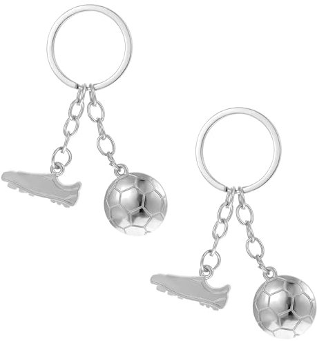 JJUNW Lot de 2 mini porte-clés mignons en forme de ballon de football pour garçons et filles - Cadeau de décoration pour les fans de football, garçons et filles, Argenté