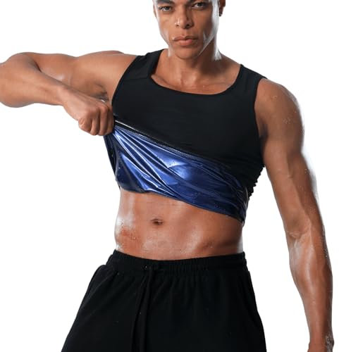 Donason Chaleco Sauna Hombre Camiseta Reductora Compresión Adelgazante Body Shaper Sin Mangas Faja Reductora Deportivo Trajes de Sudoración para Fitness Gym Entrenamiento