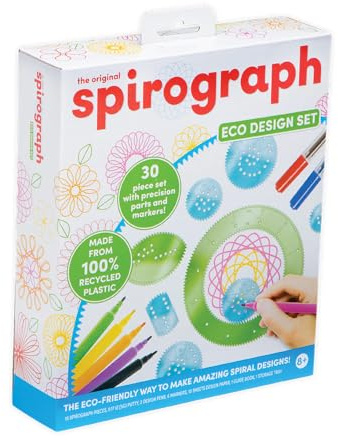 Spirograph Design Set Eco | Made from 100% Recycled Plastics | Create Endless Designs | 30 Pieces Set Including Precision Parts, Pens & Spiro-Putty | Creative Arts & Crafts Activity | for Ages 8+