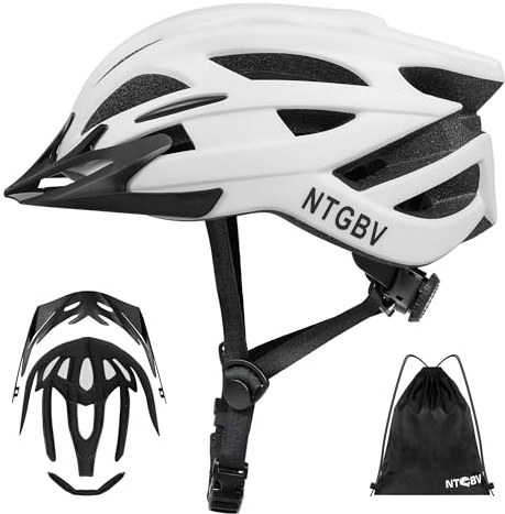 NTGBV Bike Helmet Adult Men/Women Visor CPSC/ASTM Cert Matte White L