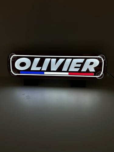 Placa luminosa para camión personalizada STICK OLIVIER – Señal luminosa para Parabrise, nombre y bandera a elegir [Decoración de camión] (negro)