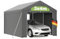 Carport 3x4m mit robuster PE Plane, wasserdicht, UV-beständig, Metallrahmen, Stabiler Stahlrohrkonstruktion, Dachverstärkung, Bodenrahmen, abnehmbare Seitenwände – Lagerzelt Unterstand – Grau
