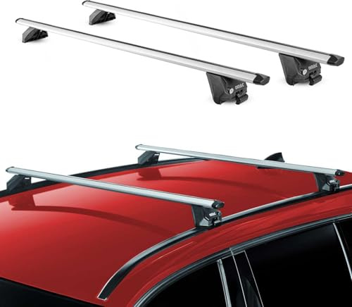 OMAC Dachträger für Audi A4 B8 B9 Avant 2008-2025 Aluminium Silber | TÜV geprüft, bis 100 kg Traglast, T-Nut-Befestigung, für integrierte Dachreling geeignet, Querträger, Grundträger