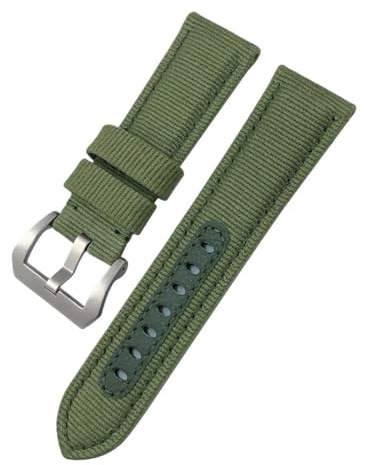 TLCBAZCF Kompatibel mit Panerai 24 mm Nylon-Uhrenarmband, kompatibel mit LUMINOR SUBMERSIBLE PAM01287 01288 01289, blau-grün-graues Canvas-Stoffarmband(Green silver)