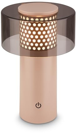 BRILONER - Rechargeable LED Table Lamp IP44 with Touch, Dimmable, Warm White Light, LED, Battery 13X20.5 cm, Anthracite-Beige