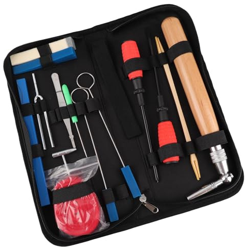 POENVFPO Professionelles 16-teiliges Klavierstimmset mit Schraubenschlüssel, 440-Hz-Stimmgabel, Aufbewahrungstasche für Flügel und Klaviere, Komplettes Werkzeugset für Anfänger und Profis