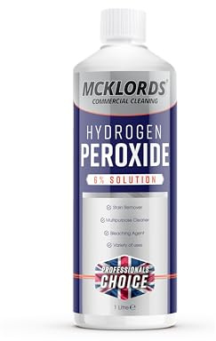 McKLords Commercial - Hydrogen Peroxide 6%, 1L - Multi-Purpose Cleaner & Stain Remover for Hard Surfaces, Carpet, Fabric & Upholstery