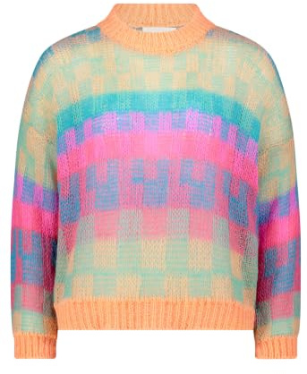 Cartoon Damen Strickpullover mit Rundhalsausschnitt 38, Orange/Pink