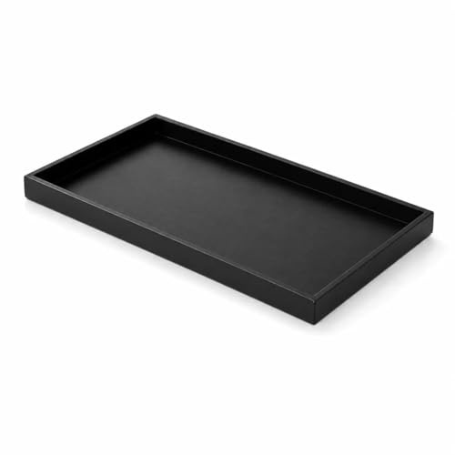 Black Serving Tray, Rectangular Wooden Tray with Raised Edges