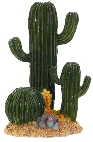 VICASKY Artificial Cactus Terrarium Decor for Reptile Tanks and Fish Tanks, Realistic Desert Environment Resin Plant, Easy Cleaning Faux Plant for Spider and Tortoise Habitats
