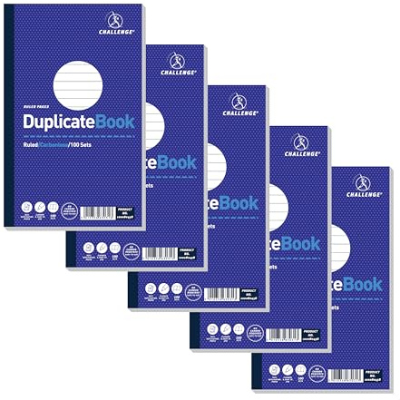 Challenge Duplicate Book, Carbonless, 100 Pages, 5 pack (210 x 130 mm)
