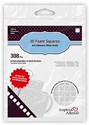 SCRAPBOOK ADHESIVES BY 3L 3D Foam Squares White,6.35 x 6.35 x 2mm