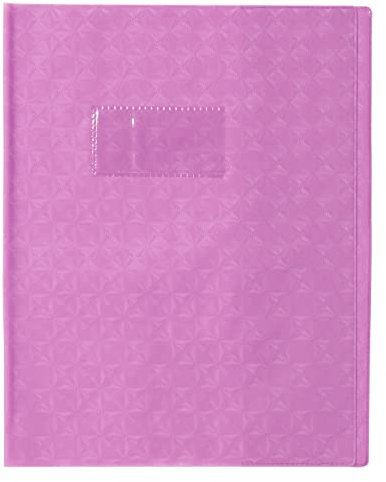 Calligraphe 72016C - Heftumschlag / Heftschoner / Hefthülle Calligraphe mit Feinkörnung Diamantmotiven, 17x22 cm, Etikettenhalter, aus PVC blickdicht und strapazierfähig, Violett, 1 Stück