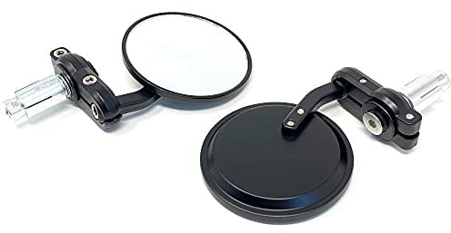Motorrad Lenkerende Spiegel - Schwarz Aluminium - Für 99% Of Motorräder Mit 7/8 22mm Lenker