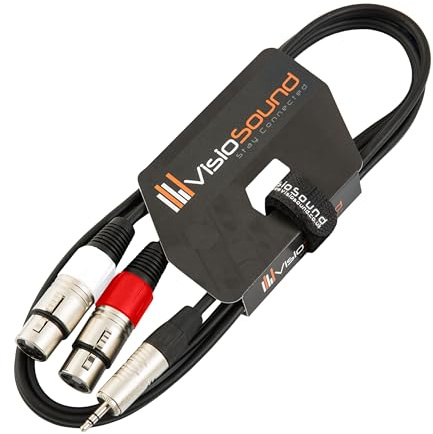 VisioSound 3.5mm Stereo TRS Mini Jack to Twin 2 x Female XLR Lead/Audio Signal Cable 1.5m