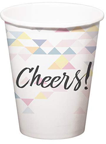 Folat - Cheers Tazas Desechables De Color Blanco Nacarado - 250 ml - 6 Piezas