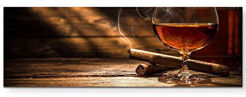 Paul Sinus Art Leinwandbilder | Bilder Leinwand 150x50cm Whiskey und Zigarette