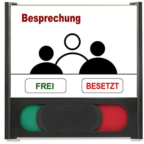 Nr. 2410-Frei-Besetzt-Belegt-Wechsel-Schild-154 x 154 mm-mit Schieber rot/grün-Türschild-Toilettenschild-Büroschild-4 mm ESG-Glas (Schild -Besprechung-Wie Foto)