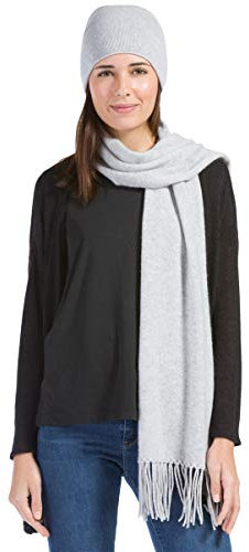 Fishers Finery 2-teiliges Damen-Set aus reinem Kaschmir, lässig, mit exquisiter Verpackung, hellgrau, Eine Größe passt meistens