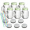 gouveo 6er Set Trinkgläser 450 ml mit Deckel grün, silberfarben - Trinkglas mit Henkel und Mehrweg-Trinkhalm - Henkelgläser mit Deckel - Cocktail-Glas für Garten (TGH450SGR)