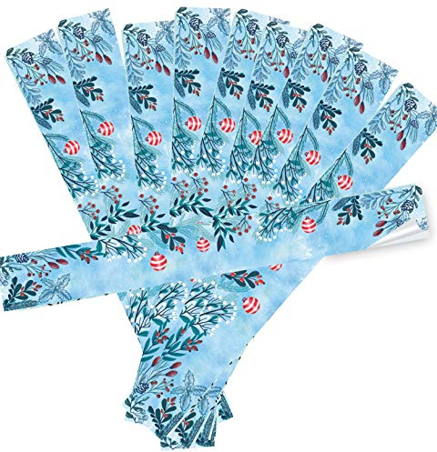 10 XXL Weihnachtsaufkleber 5 x 42 cm blau türkis Verklebung Verpackung Weihnacht Geschenk XL Sticker hochwertig Logbuch-Verlag