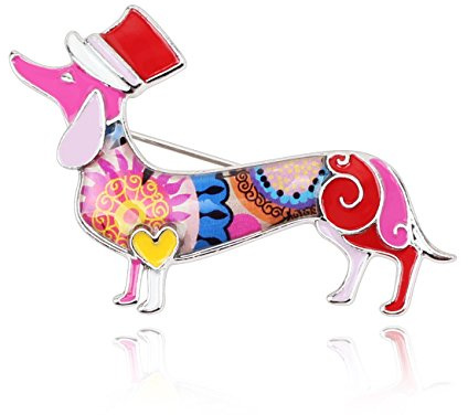 DOWAY Cute Dackel Geschenke Emaille Dackel Brosche Pins für Damen Frauen Mädchen Hundeliebhaber Charms Dackel Deko