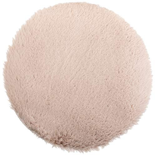 Brandsseller Sitzkissen Teppich Ø 38 cm Lammfelloptik rund Kunstfell Fellimitat Langflorteppich Lammfellauflage Schaffellimitat - Taupe/Beige