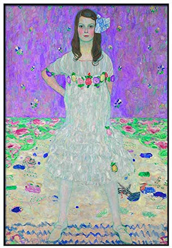 Panorama Gerahmtes Poster Gustav Klimt Mäda Primavesi 50x70 cm - Gedruckt auf Starres Poster - Enthält Rahmen - Moderne Bilder Wohnzimmer - Schlafzimmer