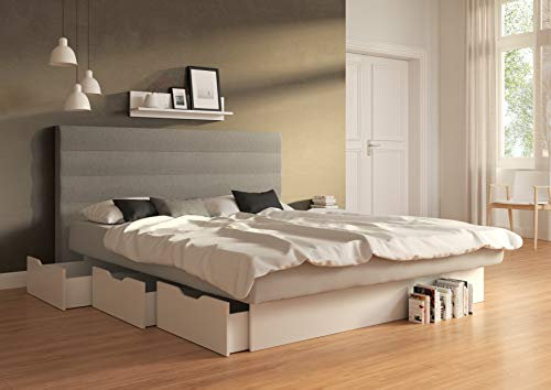 SuMa - komplettes Wasserbett 200x210 dual Schubkastenbett mit 6 Fächern und Kopfteil Largo, Farbe lightgrey 200x210 cm