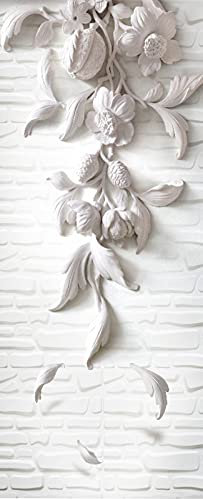A.Monamour Türtapete Selbstklebend Türfolie Türposter 3D Weiße Wand Mit Blumen Muster Vinyl Folie Türdeko Tapete Wandbild Türaufkleber Türtattoo 77 x 200 cm