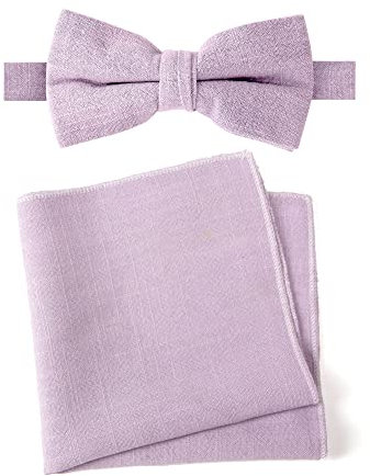 Spring Notion Herren Taschentuch-Set mit Fliege und Einstecktuch aus Leinenmischung, Dusty Lavendel (lavendelfarben), Einheitsgröße