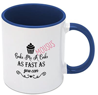 Mug bicolore bleu « Bake Me A Cake », tasse à café, tasse à thé, cadeau de 325 ml