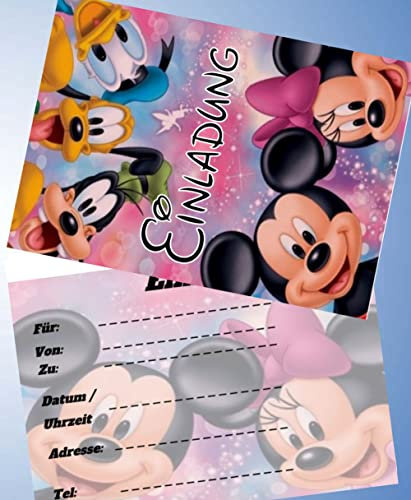 10 Einladungskarten für Geburtstag Partys und Kindergeburtstag Micky Maus Nr.02