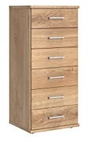 möbelando Kommode Click aus Spanplatte in Plankeneiche-Nachbildung mit 6 Schubladen. Abmessungen (B/H/T) 46x106x40 cm