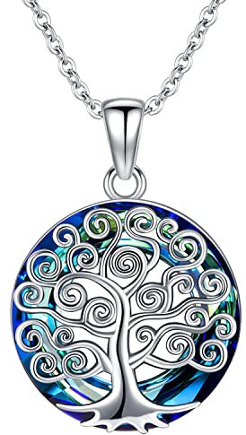 Odinstone Collana con ciondolo a forma di albero della vita in argento Sterling 925, gioiello personalizzato in argento per donne, regalo speciale per mamma/fidanzata/moglie (J-albero della vita)