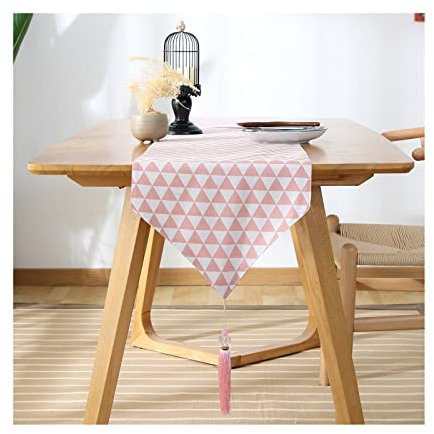 Skcess Chemin de Table de Noel Rose Blanc, Chemins de Table Forme Triangulaire Coton Chemin de Table 33x120cm Deco de Table Mariage