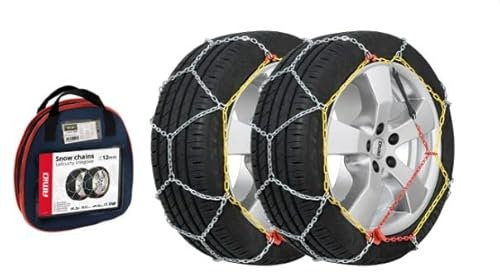 AMiO Schneeketten 02111,Set of 2, Anti rutsch Keten 12mm, Raddurchmesser [Zoll]:13 -16,mit Felgenschutz, Produktreihe: KN-60, Auto Schneketen, Autoreifen Keten, Autoreifen Ketten, Reifen Keten