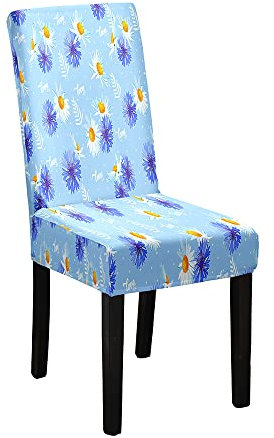 Morbuy Gänseblümchen Stuhlhussen 1er/4er/6er/10er Set Stretch Stuhlbezug für Esszimmerstühle, Waschbarer Stuhlhussen Schwingstühle Stuhlüberzug für Haus Hotel Hochzeit Partys Dekor (4er Set,Hellblau)