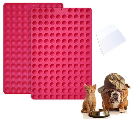 MARUKO 2Pcs Silicone Baking Mat, Mini Round Moulds, Silicone Dog Treat Mould for Dog Snack Biscuits, Chocolate