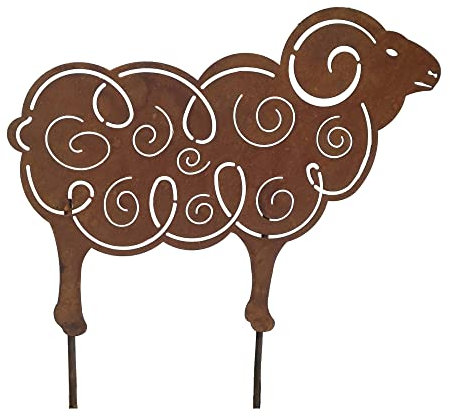 Bornhöft Wolliges Schaaf Schaf Edelrost rostige Gartendekoration Gartenstecker Gartendeko Eisen Beetstecker Garten Rost Lamm Schaff