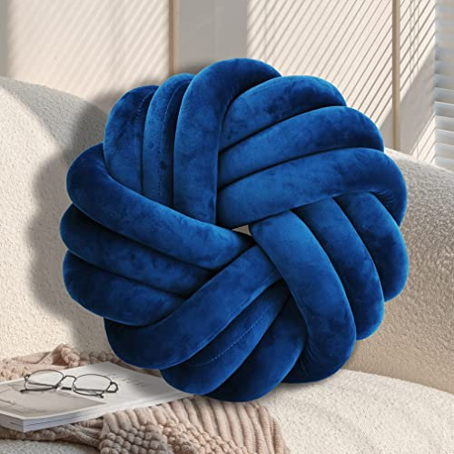 GYCS Knot Cushion, Soft Plush Cushion, Knotted Cushion, Decorative Cushion for Sofa, Bed, Decorative, Knot Cushion, Throw Cushion for Home Decoration, Bedroom, Couch,Sapphire Blue,42cm